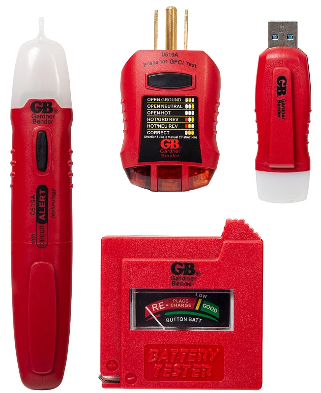 GB GK-5 Electrical Tester Kit, 4-Piece, Plastic, Red