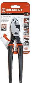 Crescent Z2 K9 Series HTZ28CG Slip-Joint Plier, 8.65 in OAL, 1-1/2 in Jaw Opening, Black/Rawhide Handle, 1.35 in L Jaw