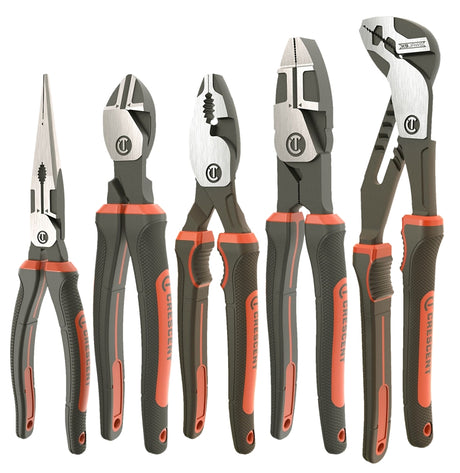 Crescent Z2 K9 Series Z2SET5CG Plier Set, 5-Piece, Alloy Steel, Black/Rawhide, Polished