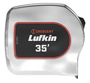 Crescent Lufkin Chrome Power Tape Series L935-02 Tape Measure, 35 ft L Blade, 1-1/8 in W Blade