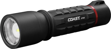 Coast XP Series XP9R Rechargeable Flashlight, ZX850 Battery, Zithion-X Battery, LED Lamp, Bulls-Eye Spot, Flood Beam
