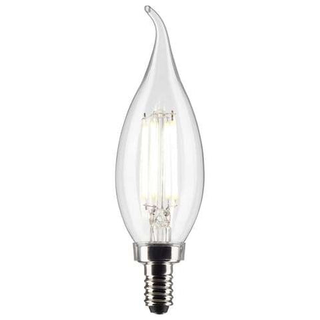 Satco CA10 (Flame Tip) E12 (Candelabra) Filament LED Bulb Soft White 40 Watt Equivalence 2 pk