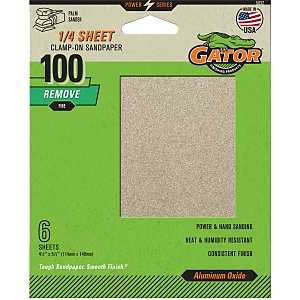 Gator 5032 Sanding Sheet, 4-1/2 in W, 5-1/2 in L, 100 Grit, Medium, Aluminum Oxide Abrasive, Paper Backing