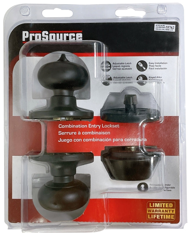 ProSource BFX9L1BSR4V24 Combo Knob Lockset, Knob Handle, Baron Design, Matte Black, 3 Grade, Metal, Pack of 2