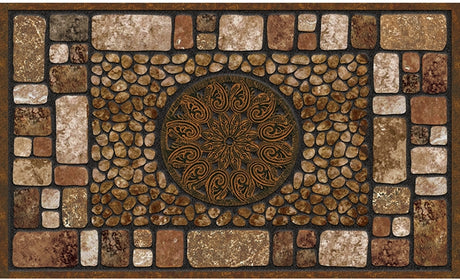 Apache Mills Masterpiece AP756-1029F Series Door Mat, 30 in L, 18 in W, Notre Dame Pattern, Fiber Surface, Brown