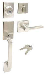 ProSource HPX2S3BSR4H24 Combination Lockset, Lever Handle, Satin Nickel, Lever Interior Handle, 3 Grade, Metal