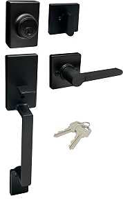 ProSource HPX9S3BSR4H24 Combination Lockset, Lever Handle, Matte Black, Lever Interior Handle, 3 Grade, Metal