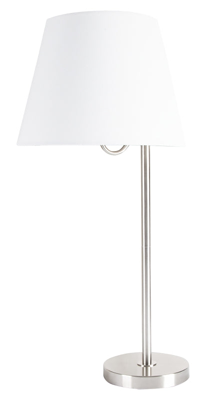 Boston Harbor GS-T122421-T1-WH Table Lamp, 120 V, 60 W, 1-Lamp, A19 or CFL Lamp, Brushed Nickel Fixture