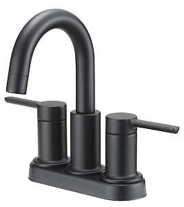 Boston Harbor TOBI22010010BL Lavatory Faucet, 1.2 gpm, 2-Faucet Handle, 3-Faucet Hole, Metal/Plastic, Matte Black