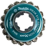 Makita X-LOCK D-72578 Wire Cup Brush, 3-1/8 in Dia, Knot Bristle, 0.02 in Dia Bristle, Stainless Steel Bristle