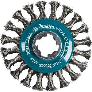 Makita X-LOCK D-72643 Wire Wheel Brush, 4-1/2 in Dia, Knot Cable Twist Bristle, 0.02 in Dia Bristle