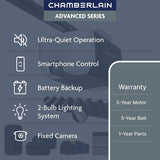 Chamberlain B4310 3/4 HP Belt Drive Smart Garage Door Opener with Fixed Camera, Battery Backup, 2-Bulb Lighting, and myQ Connectivity