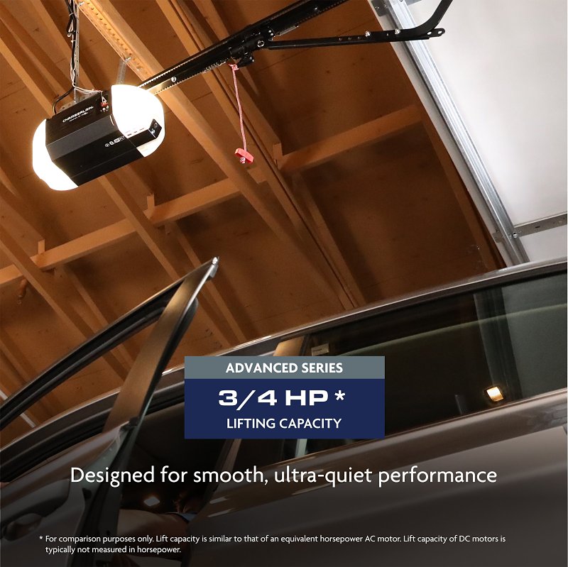 Chamberlain B4310 3/4 HP Belt Drive Smart Garage Door Opener with Fixed Camera, Battery Backup, 2-Bulb Lighting, and myQ Connectivity