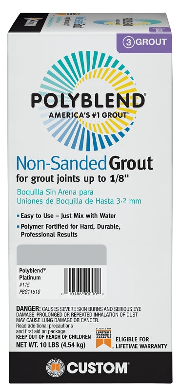 Custom Polyblend PBG11510 Non-Sanded Grout, Platinum, 10 lb Box