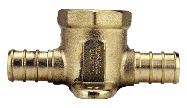 Apollo APXDET12 Pipe Tee, 1/2 in, Barb x FPT x Barb, Brass, 200 psi Pressure