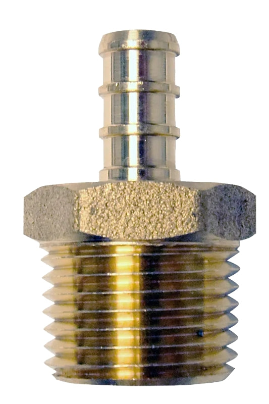 Apollo APXMA3812 Pipe Adapter, 3/8 x 1/2 in, Barb x MPT, Brass, 200 psi Pressure