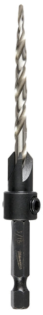 Milwaukee 48-13-5002 Countersink with Drill Bit, 3/16 in Dia Cutter, 1/4 in Dia Shank, 4.38 in OAL, Hex Shank, HSS