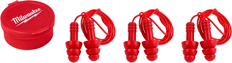 Milwaukee 48-73-3151 Reusable Ear Plugs, 26 dB NRR, Silicone Ear Plug, Red Ear Plug