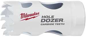 Milwaukee Hole Dozer 49-56-0707 Hole Saw, 1 in Dia, 1.7 in D Cutting, 3/8 in Arbor, 4 TPI, Carbide Cutting Edge