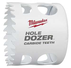 Milwaukee Hole Dozer 49-56-0722 Hole Saw, 2-1/8 in Dia, 1.62 in D Cutting, 3/8 in Arbor, 4 TPI