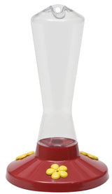 Perky-Pet 211 Bird Feeder, Pinch Waist, 8 oz, Nectar, 3-Port/Perch, Plastic, Clear/Red, Hang Mounting