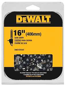 DEWALT DWO1DT616T Chainsaw Chain, 16 in L Bar, 0.043 in, 3/8 in TPI/Pitch