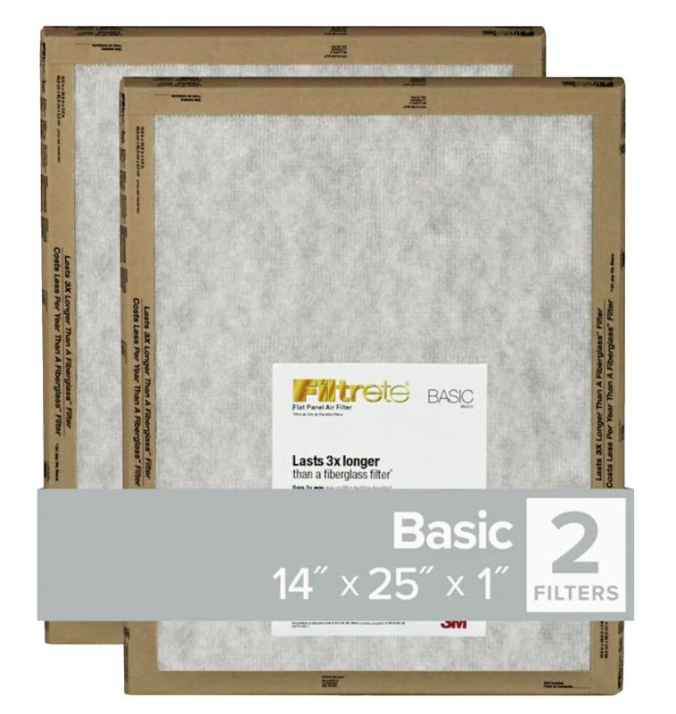 Filtrete FPL04-2PK-24 Air Filter, 25 in L, 14 in W, 2 MERV, For: Air Conditioner, Furnace and HVAC System, Pack of 24