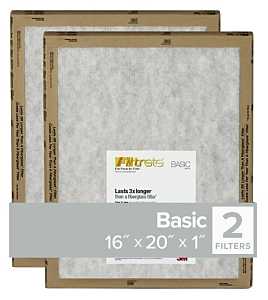 Filtrete FPL00-2PK-24 Air Filter, 20 in L, 16 in W, 2 MERV, For: Air Conditioner, Furnace and HVAC System, Pack of 24