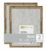 Filtrete FPL01-2PK-24 Air Filter, 25 in L, 16 in W, 2 MERV, For: Air Conditioner, Furnace and HVAC System, Pack of 24