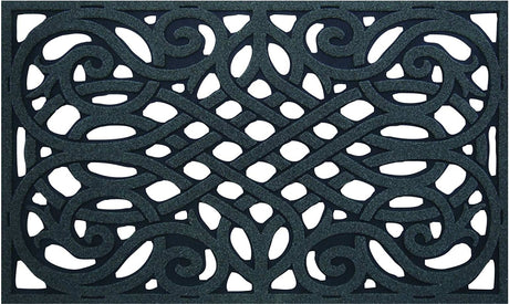 Simple Spaces 06ABSHE-15-3L Door Mat, 30 in L, 18 in W, Flock Dye Cut Pattern, Polyester Surface, Gray