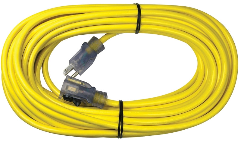 PowerZone ORP511730 Contractor Cord, 14 AWG Cable, 50 ft L, 15 A, 125 V, Yellow