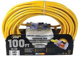 PowerZone ORP511735 Contractor Cord, 14 AWG Cable, 100 ft L, 13 A, 125 V, Yellow