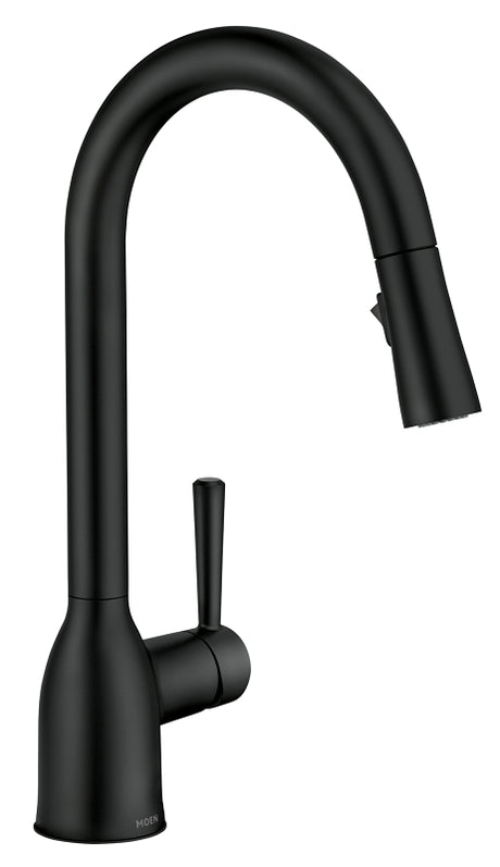 Moen Adler Series 87233BL Pull-Down Kitchen Faucet, 1.5 gpm, 1-Faucet Handle, 1-Faucet Hole, Metal, Matte Black