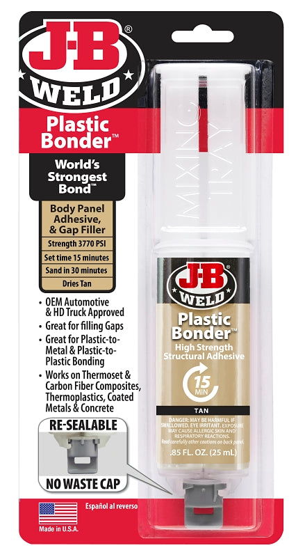 J-B Weld PLASTICBONDER 50133 Epoxy, Beige, Liquid, 25 mL