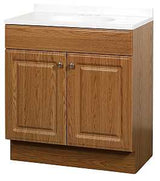 Zenna Home RBC30KK 2-Door Raised Panel Vanity with Top, Wood, Oak, Cultured Marble Sink, White Sink, 1/EA