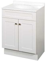 Zenna Home SBC24WW 2-Door Shaker Vanity with Top, Wood, White, Cultured Marble Sink, White Sink, 1/EA