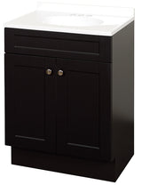 Zenna Home SBC24CH 2-Door Shaker Vanity with Top, Wood, Espresso, Cultured Marble Sink, White Sink, 1/EA