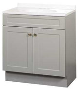 Zenna Home SBC30GY 2-Door Shaker Vanity with Top, Wood, Cool Gray, Cultured Marble Sink, White Sink, 1/EA