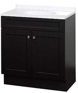 Zenna Home SBC36CH 2-Door Shaker Vanity with Top, Wood, Espresso, Cultured Marble Sink, White Sink, 1/EA