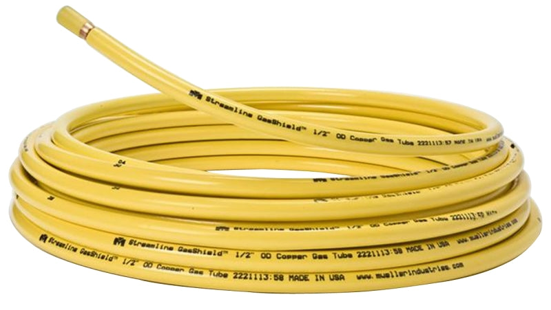 Streamline GasShield DY06100 Copper Tubing, 1/4 in, 100 ft L, Dehydrated, Coil