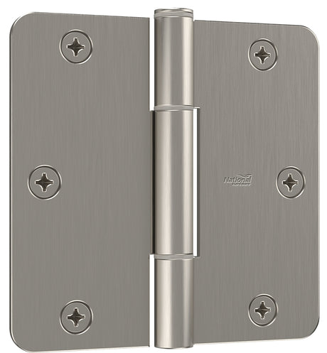 National Hardware Squeak Guard N830-450 Door Hinge, 3-1/2 in H Frame Leaf, 3/32 in Thick Frame Leaf, Steel, Satin Nickel