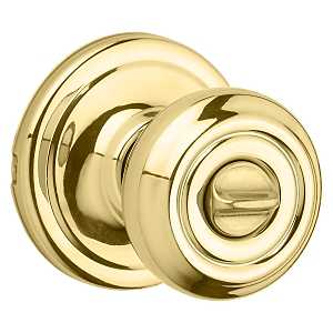 Kwikset Signature Series 730CN 3 CP Privacy Door Knob, Polished Brass