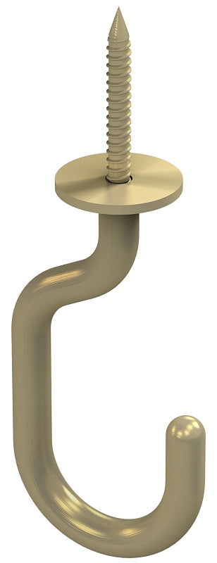 National Hardware Modern Series N275-524 J-Hook, 1-23/32 in L, 4-27/32 in H, Steel, Brushed Gold, Ceiling Mounting