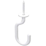 National Hardware Modern Series N275-525 J-Hook, 1-23/32 in L, 4-27/32 in H, Steel, White, Ceiling Mounting