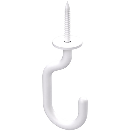 National Hardware Modern Series N275-525 J-Hook, 1-23/32 in L, 4-27/32 in H, Steel, White, Ceiling Mounting