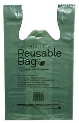 R3 T59021 Reusable Bag, 20.65 L Capacity, 12 in W, 20 in H, HMW-HDPE/LLDPE/PCR, Green