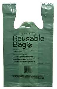 R3 T59021 Reusable Bag, 20.65 L Capacity, 12 in W, 20 in H, HMW-HDPE/LLDPE/PCR, Green