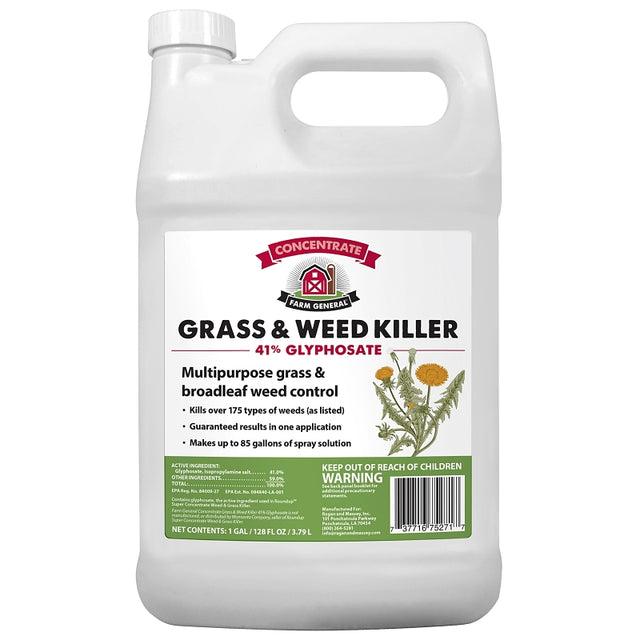 Farm General 75271 Grass and Weed Killer, Liquid, Clear/Viscous Green/Yellow, 1 gal, Pack of 4