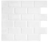 Smart Tiles Mosaik Series SM1020-4 Wall Tile, 10.95 in L Tile, 9.7 in W Tile, Straight Edge, Subway Pattern, White, Pack of 6