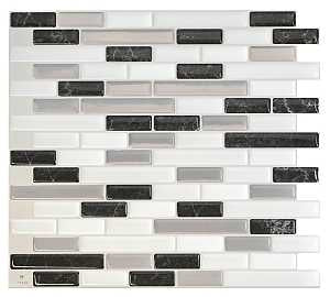 Smart Tiles Mosaik Series SM1057-4 Wall Tile, 9.1 in L Tile, 10.2 in W Tile, Straight Edge, Muretto Alaska Pattern, Pack of 6